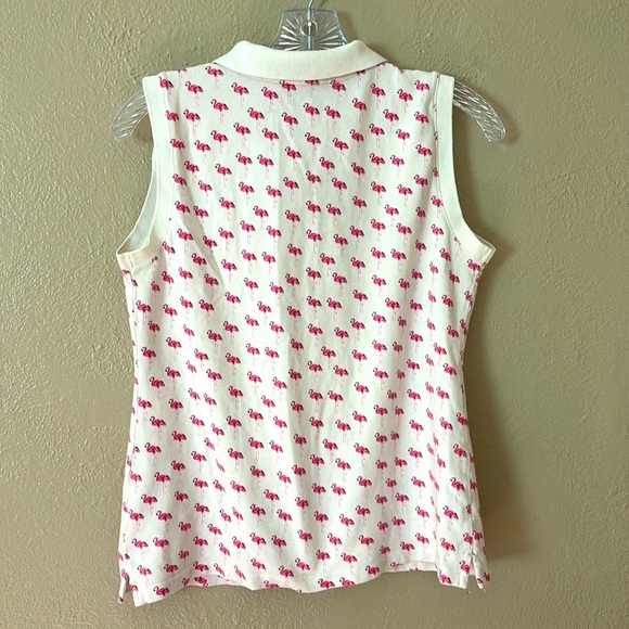 Women’s Lands End Flamingo Tank Top, Size Small (6-8) White/Pink - Picture 6 of 6